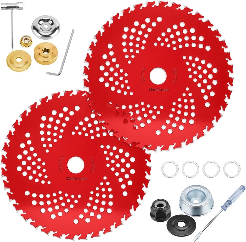 H & K 2 Pack 9" x36T Carbide Tip Brush Cutter Blades Weed Eater Blades for Brush Cutter, Trimmer, Weed Eater, Compatible with Husqvarna, Stihl, Fsx, and More - Image 1